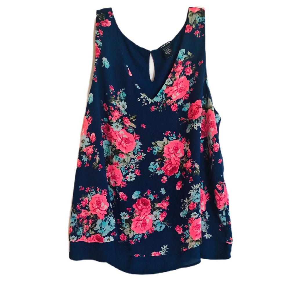 TORRID Sleeveless Blue & Pink Floral …